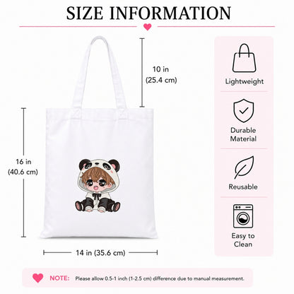 Cute Boy Premium Reusable Unique Art Printed Tote Bag Stylish Eco-Friendly Cotton Handbags, Canvas Bags for College, Shopping, Office, Travel, Grocery Runs, Beach Day and Casual Outings