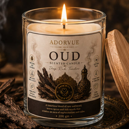 Oud Scented Candle for Home Décor & Gifting | Natural Soy Wax Aromatherapy