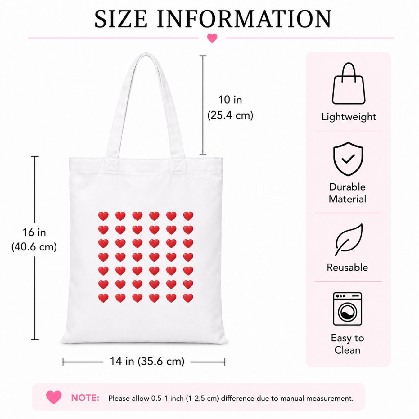 Hearts Premium Reusable Unique Art Printed Tote Bag Stylish Eco-Friendly Cotton Handbags, Canvas Bags for College, Shopping, Office, Travel, Grocery Runs, Beach Day and Casual Outings
