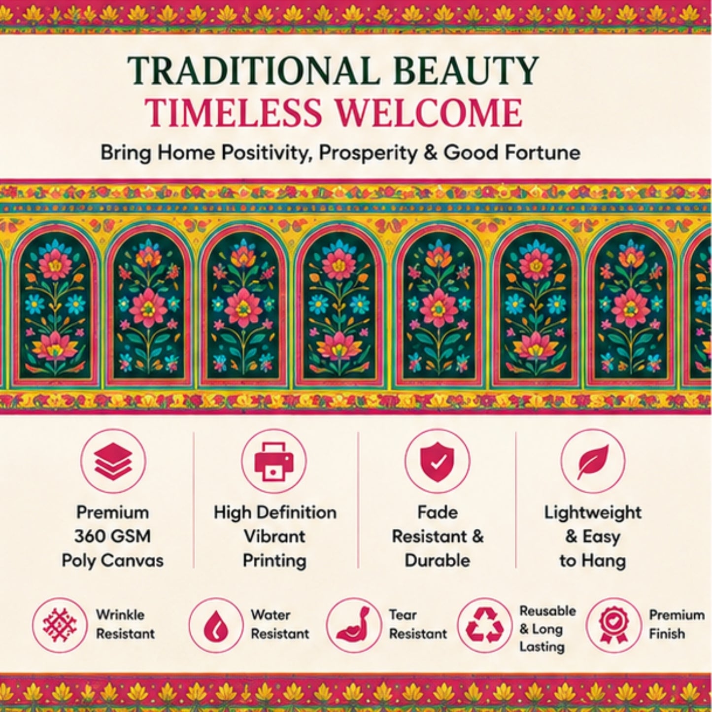 Floral Toran for Main Door Entrance, Window, Pooja Mandir & Housewarming Gift
