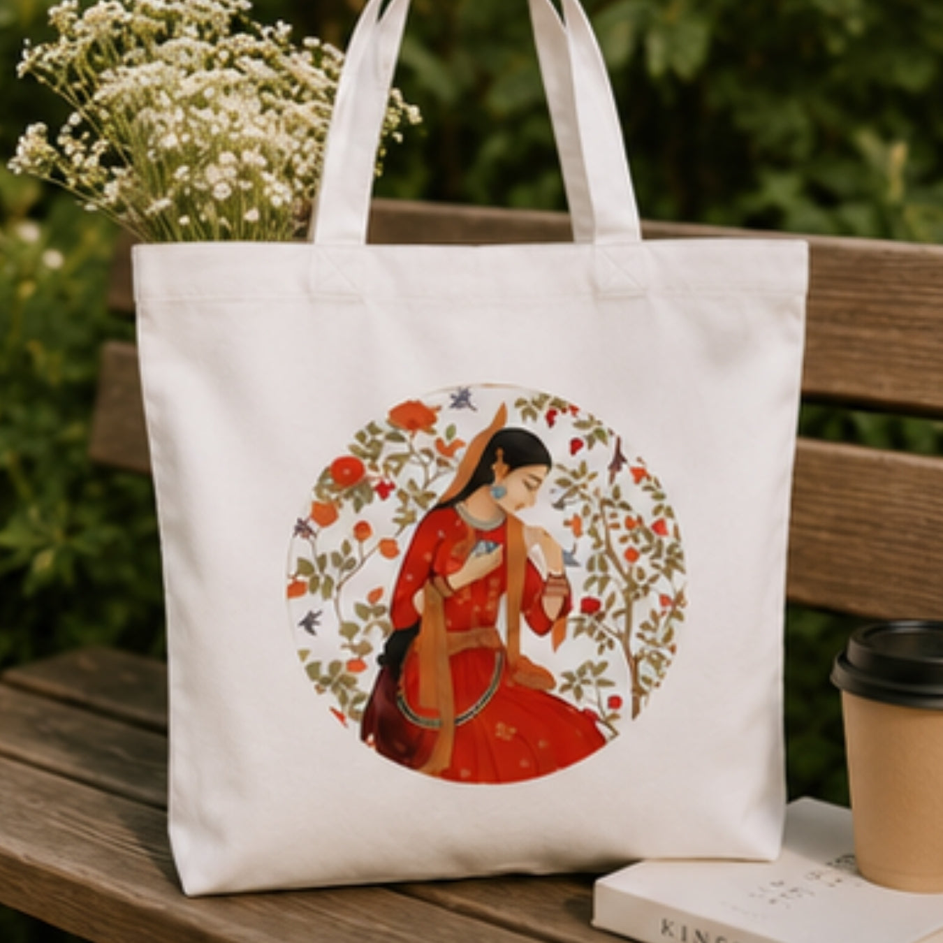 Rajasthan-Inspired Premium Reusable Unique Art Printed Tote Bag Stylish Eco-Friendly Cotton Handbags, Canvas Bags for College, Shopping, Office, Travel, Grocery Runs, Beach Day and Casual Outings