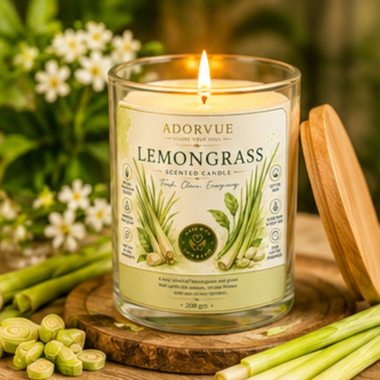 Lemongrass Scented Candle for Home Decor & Gifting | Natural Soy Wax Aromatherapy