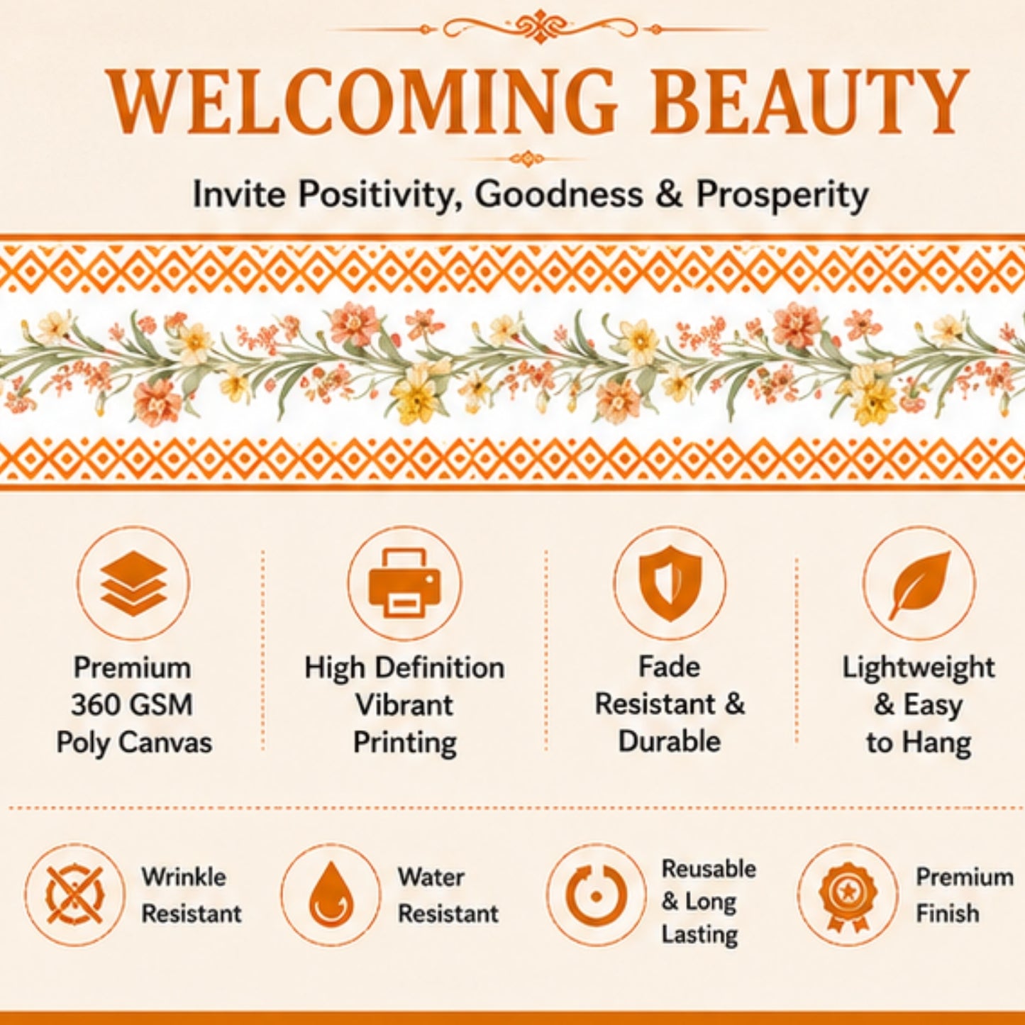 Floral Motifs Toran for Main Door Entrance, Window, Pooja Mandir & Housewarming Gift