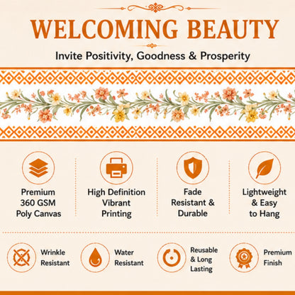 Floral Motifs Toran for Main Door Entrance, Window, Pooja Mandir & Housewarming Gift