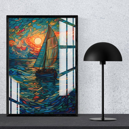 Sailing Into Sunset Metal Print With or Without Frame Wall Art