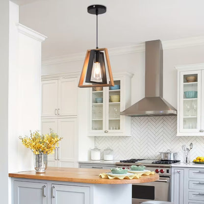 Set of 3 Noir Axis Trio Pendant Solid Wood Lamp