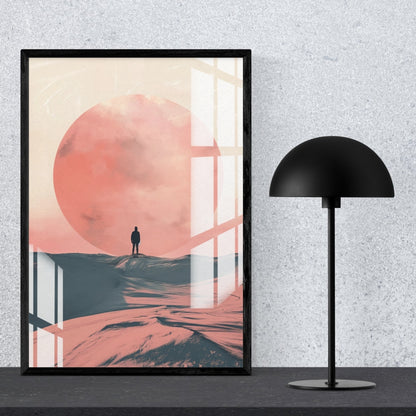 Red Moon Solitude Metal Print With or Without Frame Wall Art