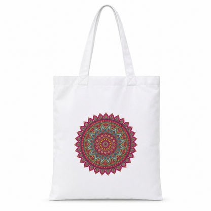 Mandala Premium Reusable Unique Art Printed Tote Bag Stylish Eco-Friendly Cotton Handbags, Canvas Bags for College, Shopping, Office, Travel, Grocery Runs, Beach Day and Casual Outings