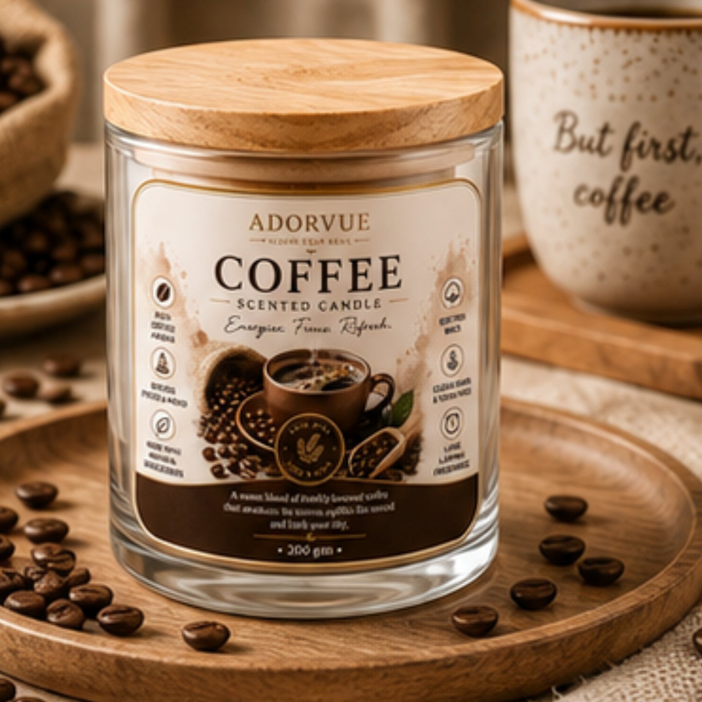 Coffee Scented Candle for Home Décor & Gifting | Natural Soy Wax Aromatherapy Candle