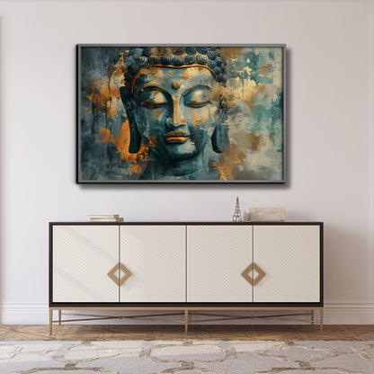 Breath Taking Buddha Abstract Canvas Painting Framed Wall Art