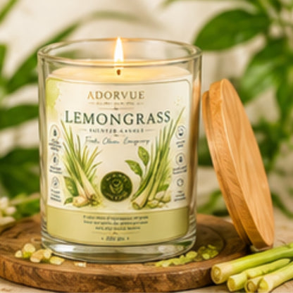 Lemongrass Scented Candle for Home Decor & Gifting | Natural Soy Wax Aromatherapy