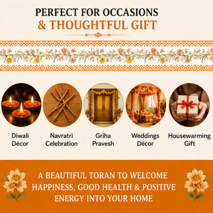 Floral Motifs Toran for Main Door Entrance, Window, Pooja Mandir & Housewarming Gift