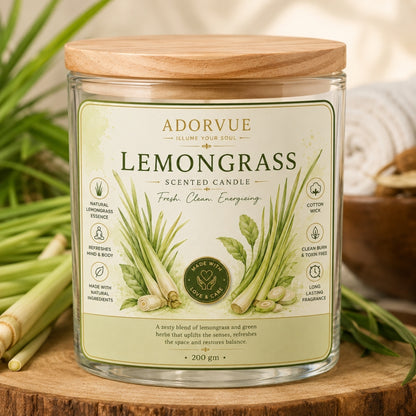 Lemongrass Scented Candle for Home Decor & Gifting | Natural Soy Wax Aromatherapy