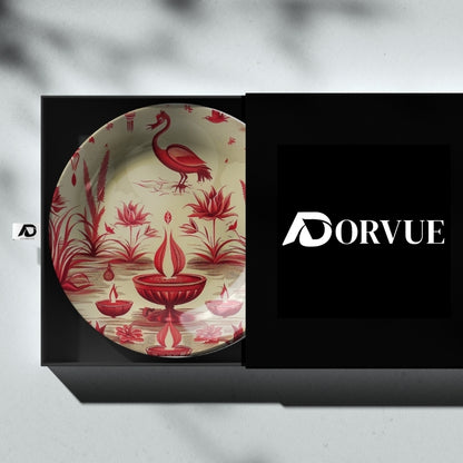 Crimson Reflections Home Decor Ceramic Wall Plate