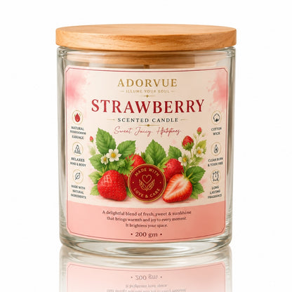 Strawberry Scented Candle for Home Decor & Gifting | Natural Soy Wax Aromatherapy Candle