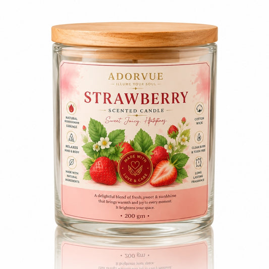 Strawberry Scented Candle for Home Decor & Gifting | Natural Soy Wax Aromatherapy Candle