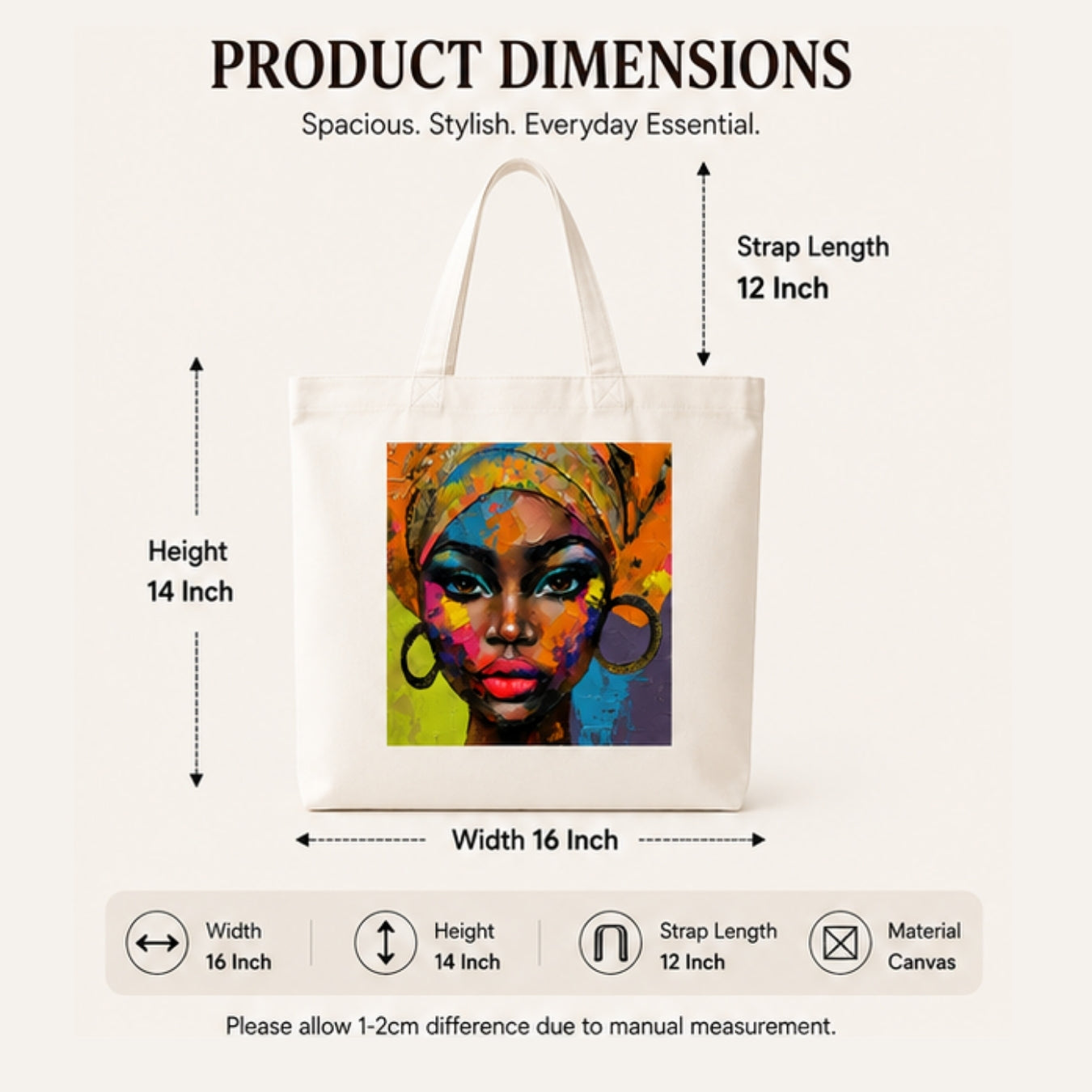 Abstract Premium Reusable Unique Art Printed Tote Bag Stylish Eco-Friendly Cotton Handbags, Canvas Bags for College, Shopping, Office, Travel, Grocery Runs, Beach Day and Casual Outings