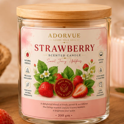 Strawberry Scented Candle for Home Decor & Gifting | Natural Soy Wax Aromatherapy Candle