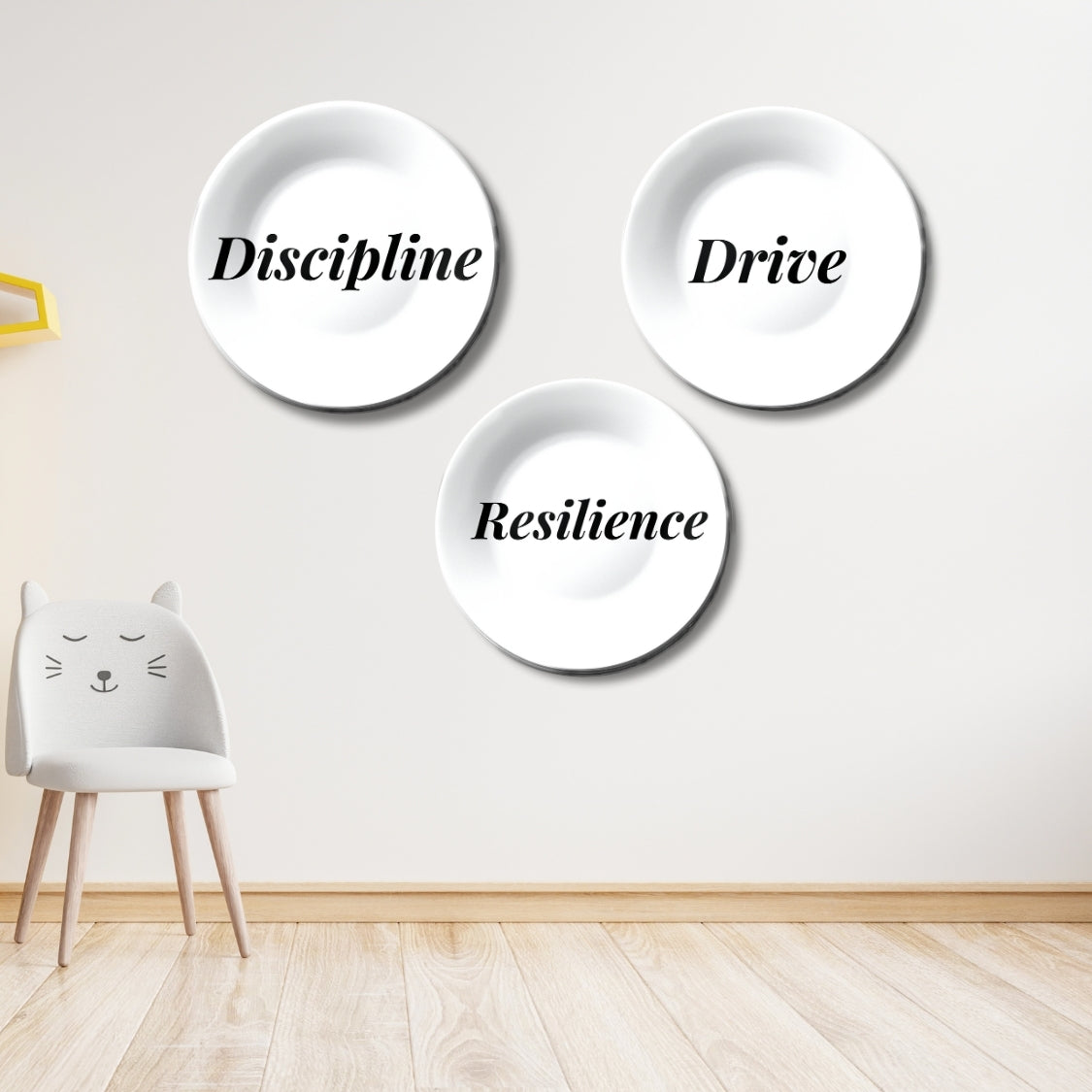 Set of 3 Motivational Quotes Monochrome Wall Plates