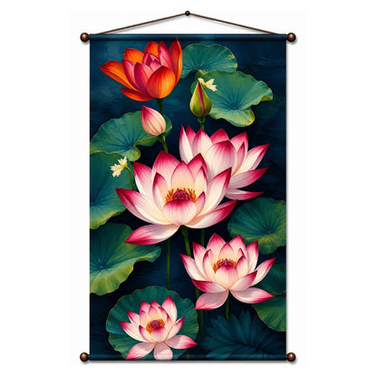 Flower Tapestry Lotus Wall Hanging Decor For Living Room & Bedroom | Aesthetic Floral Wall Decor with Lotus Pond Design | Zen Fabric Tapestry for Home, Meditation Room & Boho Decor 20X30 Inch