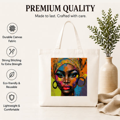 Abstract Premium Reusable Unique Art Printed Tote Bag Stylish Eco-Friendly Cotton Handbags, Canvas Bags for College, Shopping, Office, Travel, Grocery Runs, Beach Day and Casual Outings