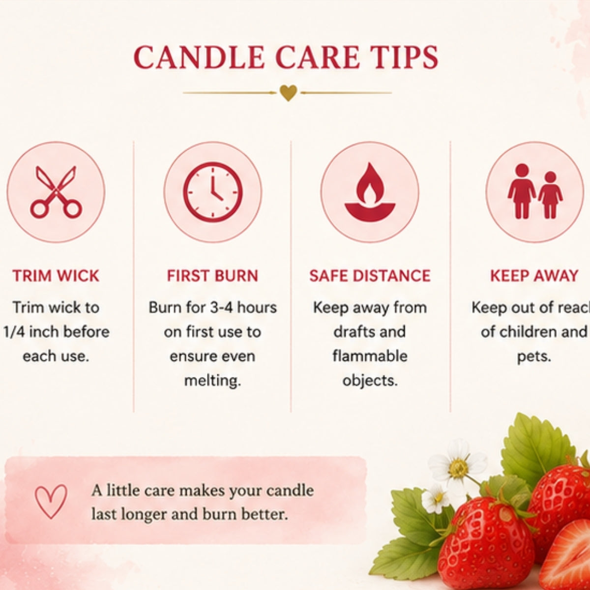 Strawberry Scented Candle for Home Decor & Gifting | Natural Soy Wax Aromatherapy Candle