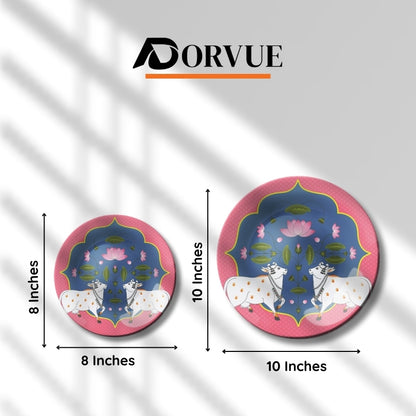 Sacred cow and Lotus Decorative Ceramic Wall Plate