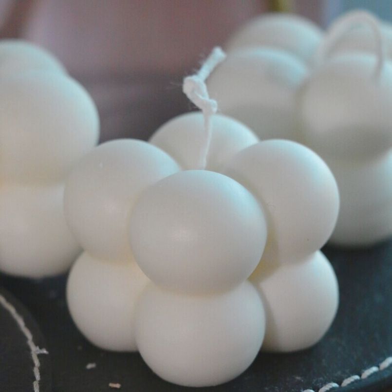 Set of 2 100% Soy Wax Handcrafted Pearl Cube Decorative Candle