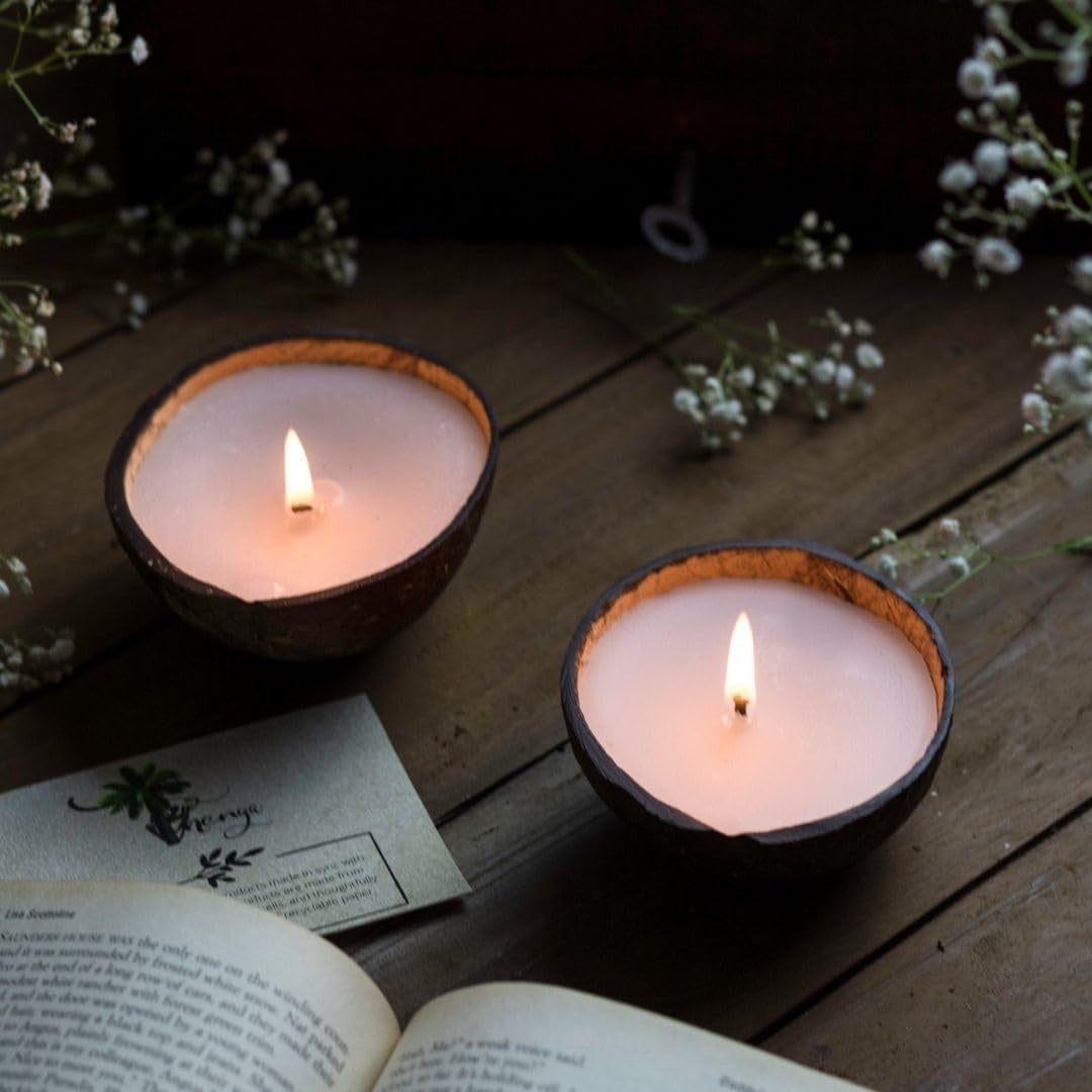 100% Soy Wax Coconut Shell Handmade Candle