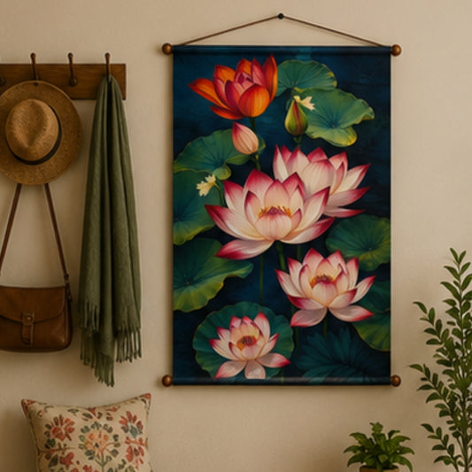 Flower Lotus Wall Hanging Tapestry  Decor For Living Room & Bedroom