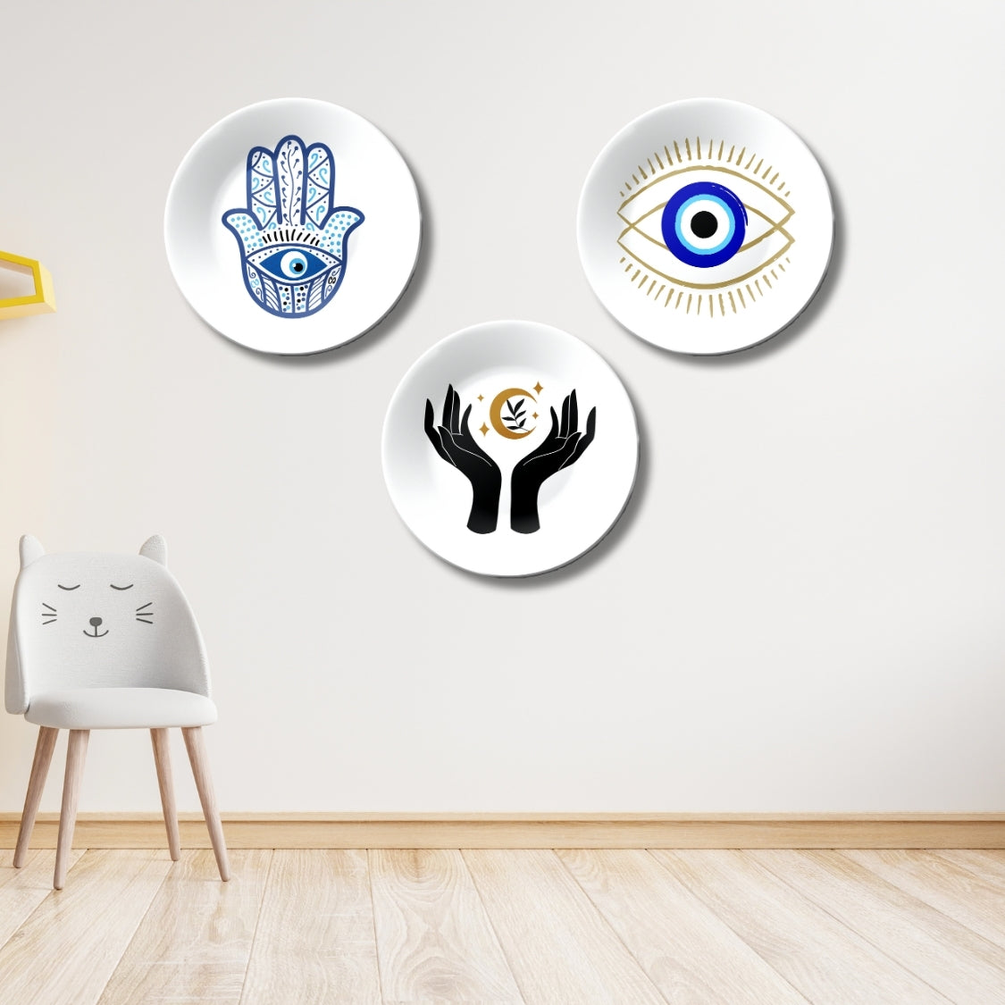 Set of 3 Evil Eye Protector Home Décor Wall Plates