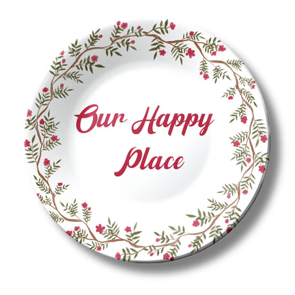 Our Happy Place Positive Quote Ceramic Wall Plate Home Décor