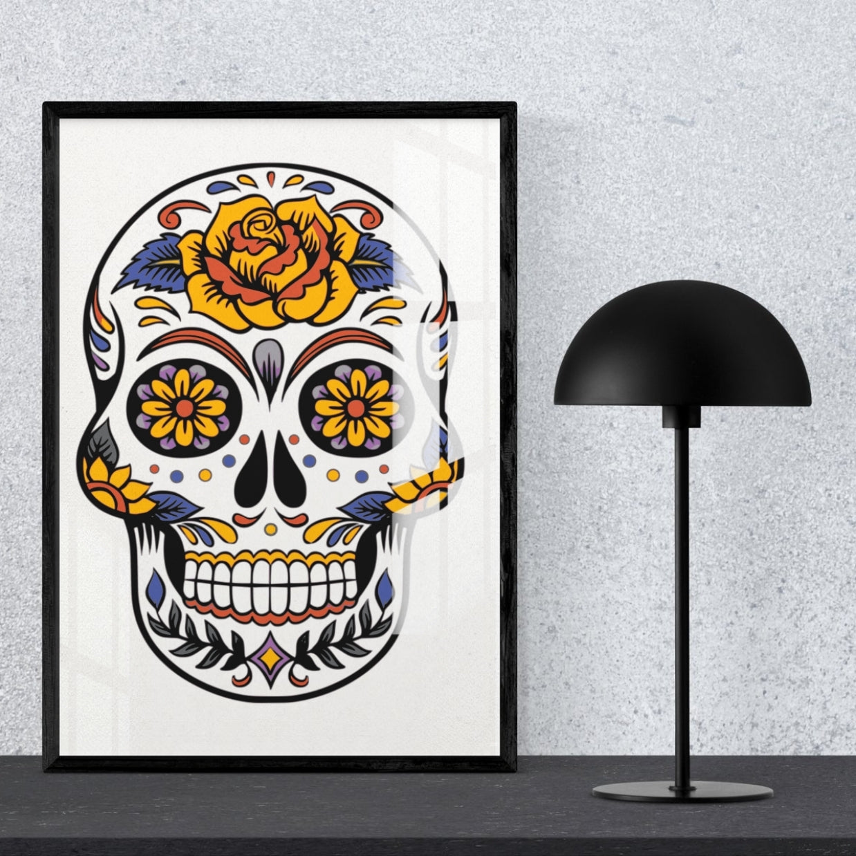 Floral Skull Fiesta Metal Print With or Without Frame Wall Art