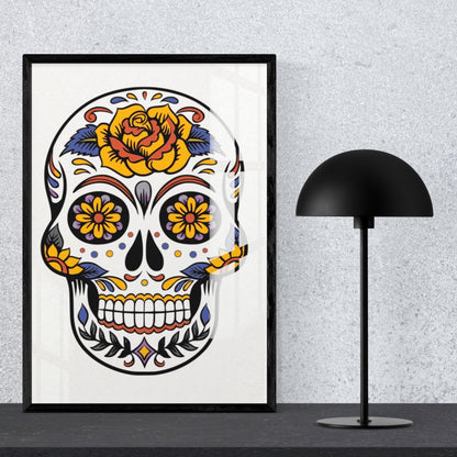 Floral Skull Fiesta Metal Print With or Without Frame Wall Art