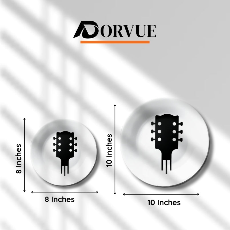 Acoustic Guitar Music Icon Minimal Art Home Decor Ceramic Wall Plate