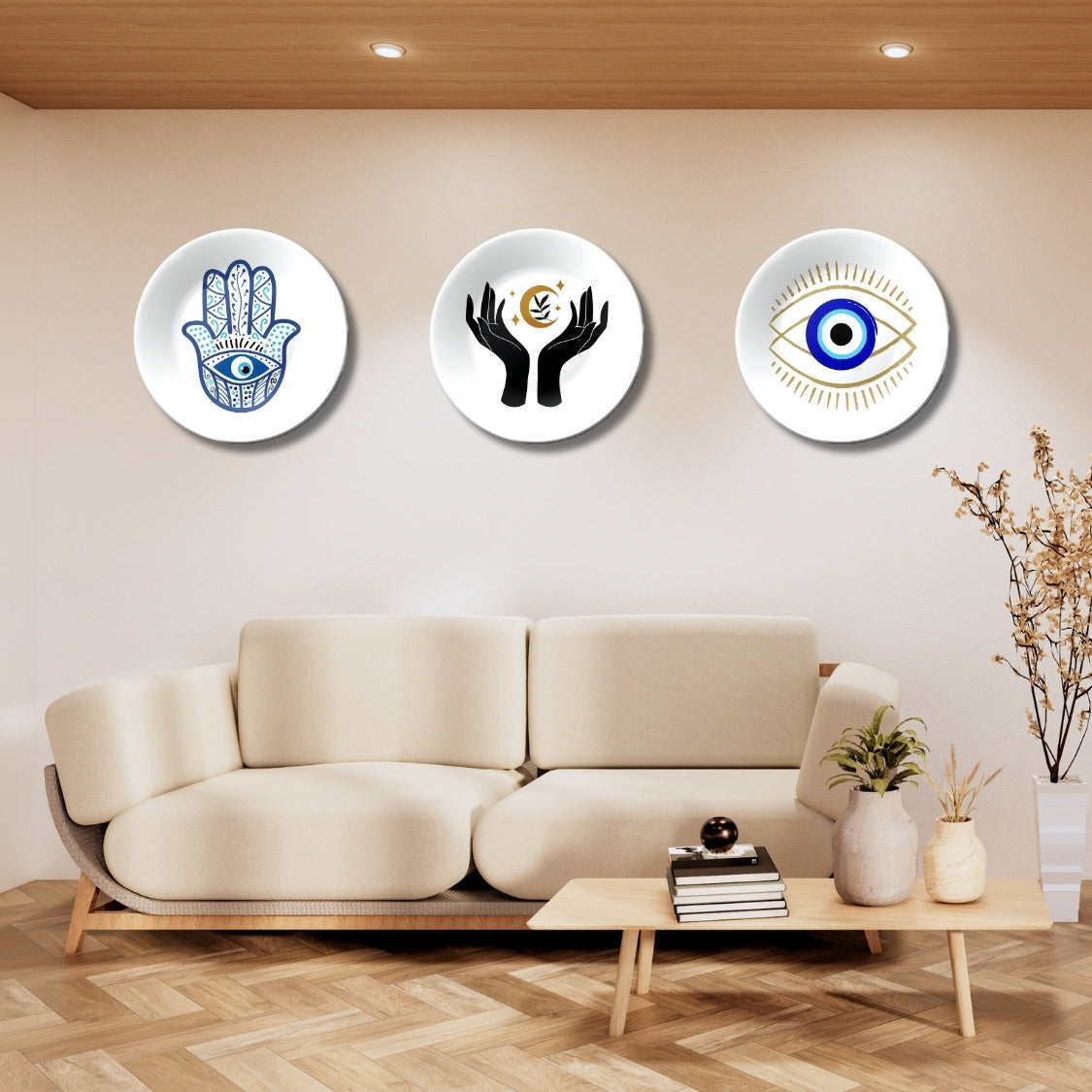 Set of 3 Evil Eye Protector Home Décor Wall Plates