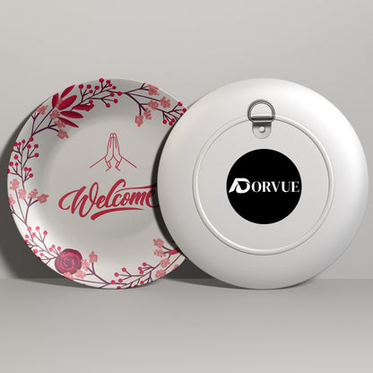 Welcome  With Flowers Ceramic Wall Plate Home Décor