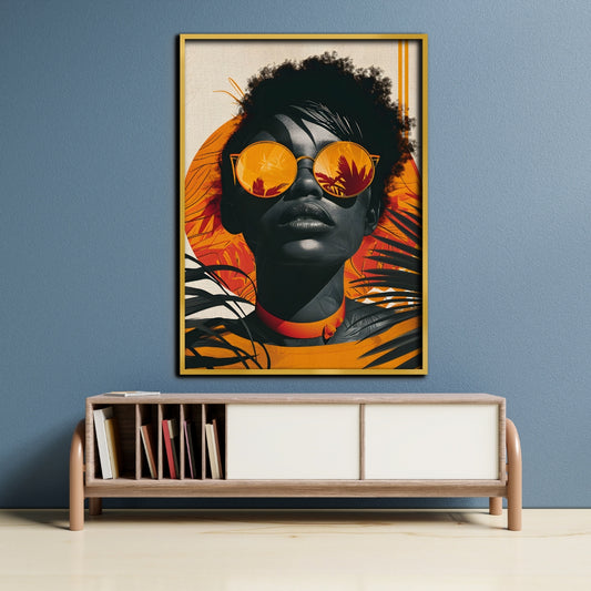 Sunlit Vogue Tropical Edge Canvas Painting Framed Wall Art