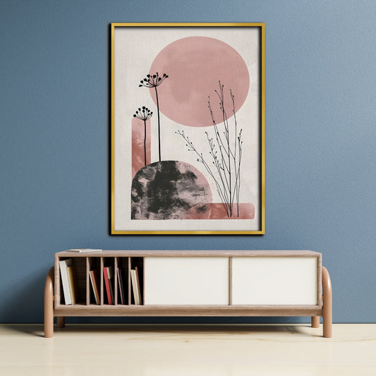 Blush Horizon Canvas Painting Framed Wall Art