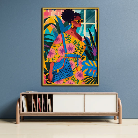 Bold Botanic Aura Canvas Painting Framed Wall Art