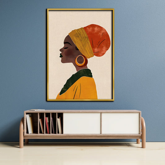 Regal Grace Minimalist Portrait Canvas Painting Framed Wall Art