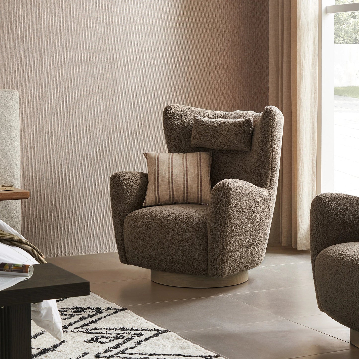 SnuggleSeat Swivel Armchair in Teddy Brown