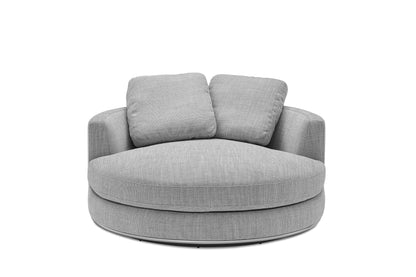 Aurora Curve Round Performance Fabric Swivel Armchair Smoke Grey