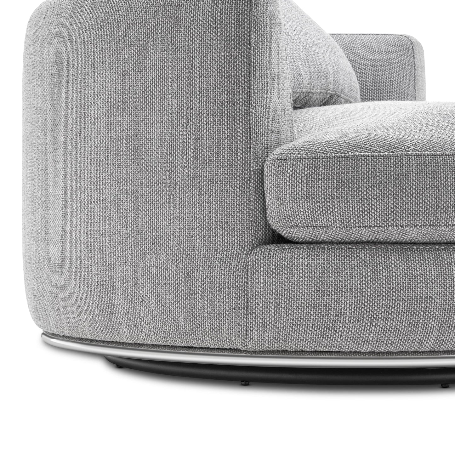 Aurora Curve Round Performance Fabric Swivel Armchair Smoke Grey