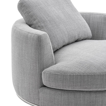 Aurora Curve Round Performance Fabric Swivel Armchair Smoke Grey