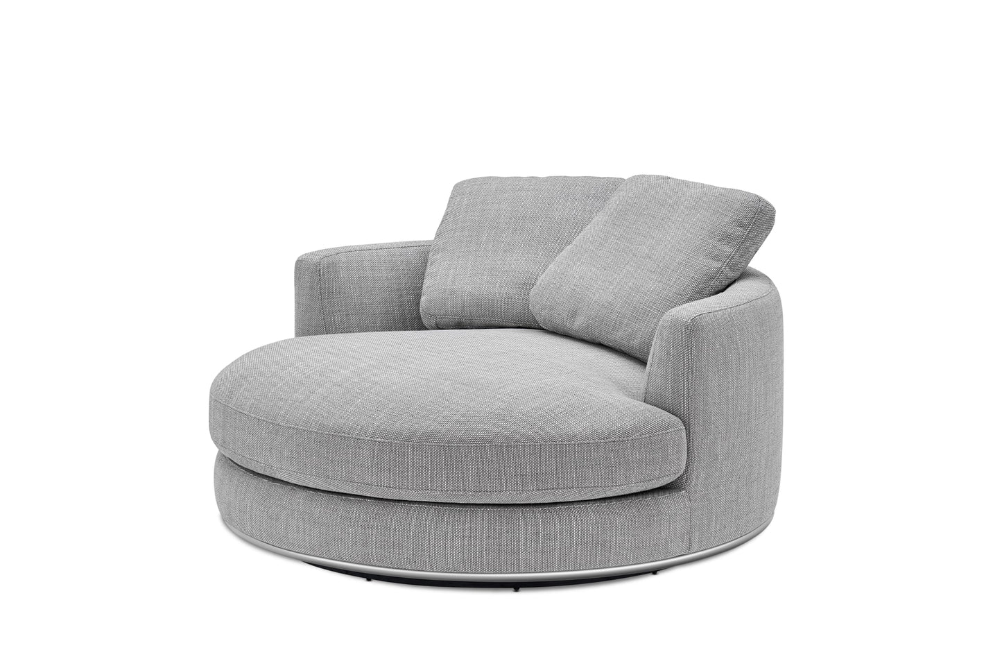 Aurora Curve Round Performance Fabric Swivel Armchair Smoke Grey