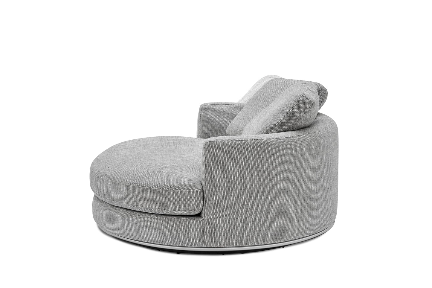 Aurora Curve Round Performance Fabric Swivel Armchair Smoke Grey