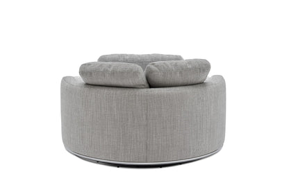 Aurora Curve Round Performance Fabric Swivel Armchair Smoke Grey