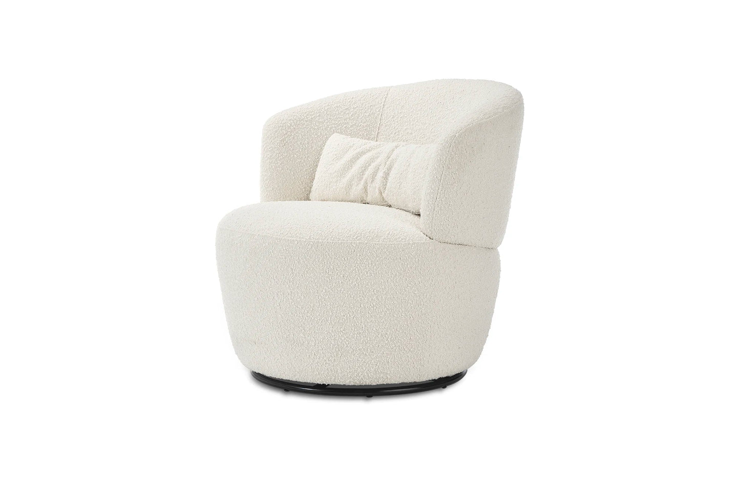 Imperial Spin Bouclé Swivel Chair in Snow White