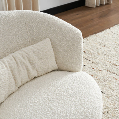 Imperial Spin Bouclé Swivel Chair in Snow White